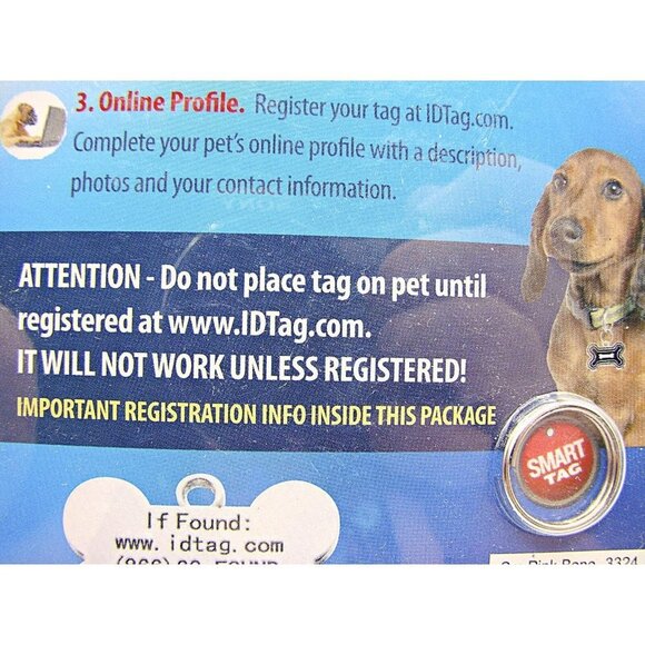 Smart Tag Pet ID Small Pink Bone Enamel EAlert Service Find Your Pet Fast - Picture 5 of 8